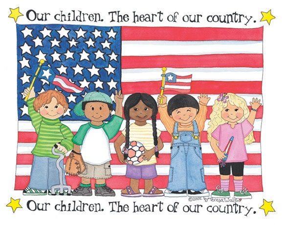 Our Children, the Heart of our Country, watercolor illustration by Teresa Walsh