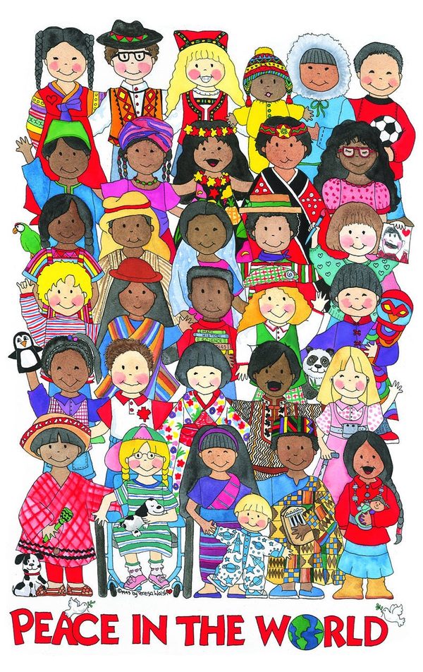 Peace In The World, watercolor illustration by Teresa Walsh