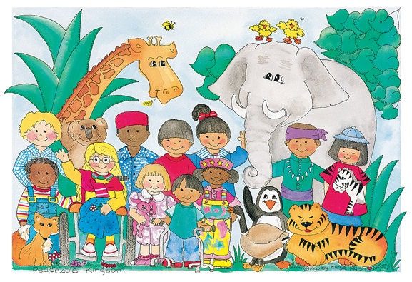 Peaceable Kingdom, watercolor illustration by Teresa Walsh